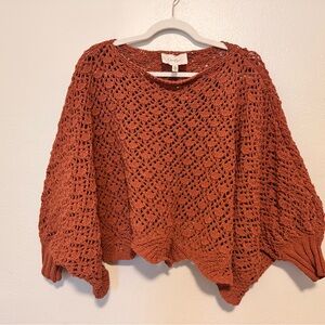 Women's Crochet Sweater - Rust